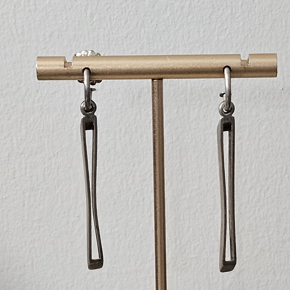 Sterling Silver Modernist Earrings Artisan Dangle Drop 925